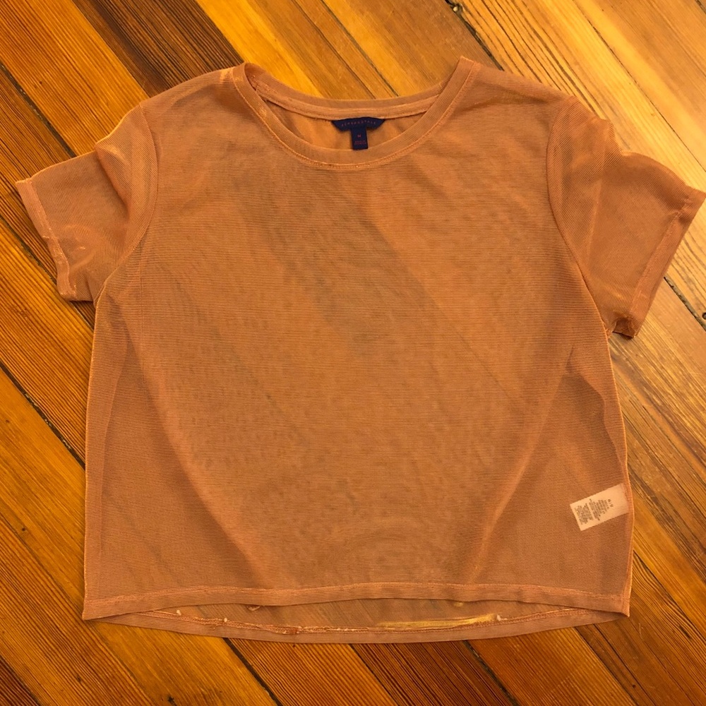 Aeropostale Pink and Gold Simmery Crop Top